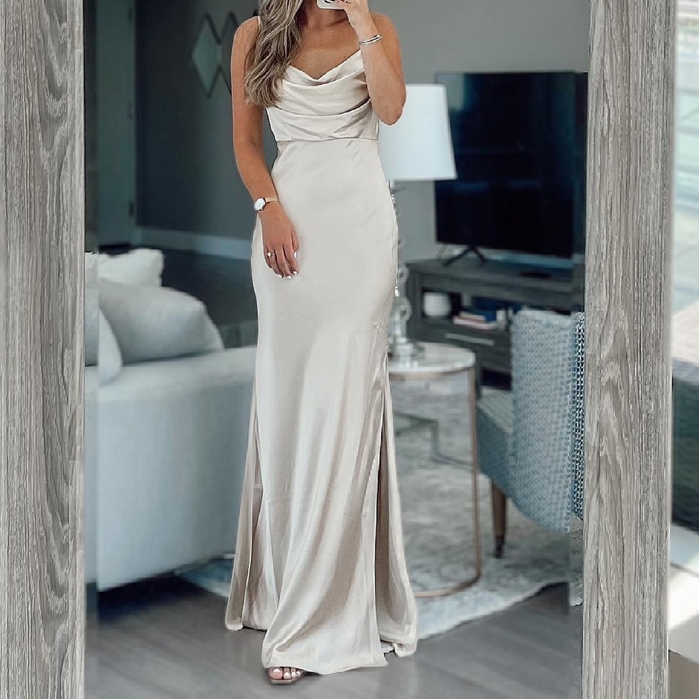 Revelry Bridesmaid Dress in Gold Champagne. Never Worn. Tag still on. Size 6!